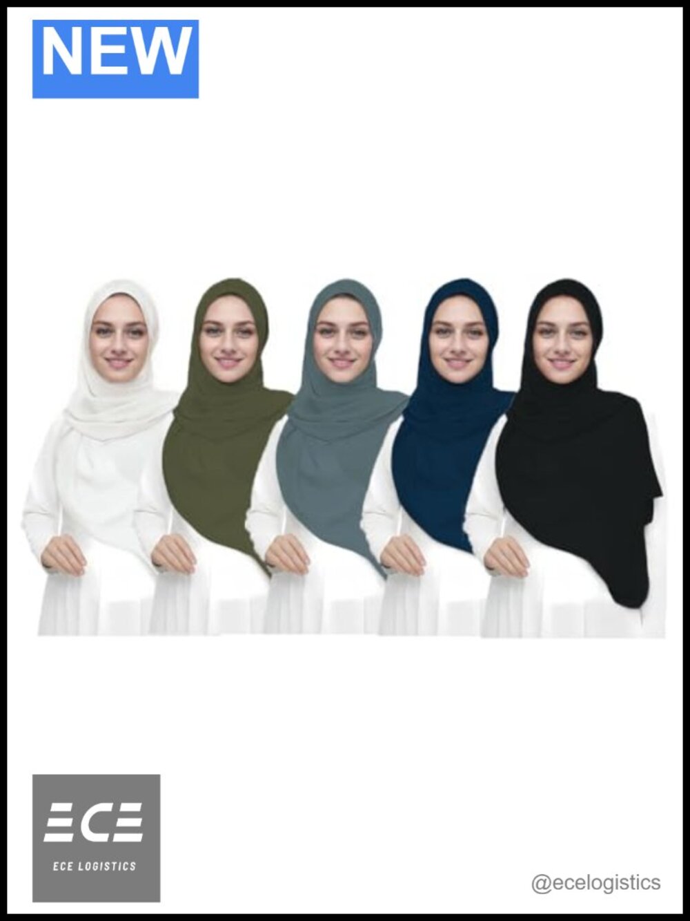 Chiffon Hijab Head Scarf Set 5PCS Solid Color Long Shawl Wrap Lightweight Gift